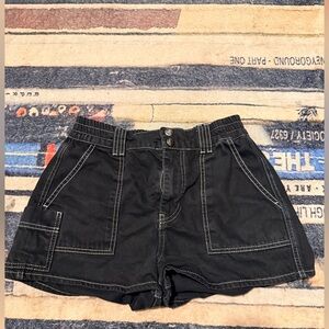 BDG Black Women's Cargo Shorts with White Stitching medium